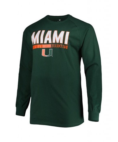 Men's Green Miami Hurricanes Big and Tall Two-Hit Raglan Long Sleeve T-shirt $23.84 T-Shirts