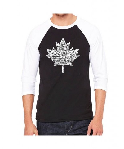 Canadian National Anthem Men's Raglan Word Art T-shirt Black $18.00 T-Shirts