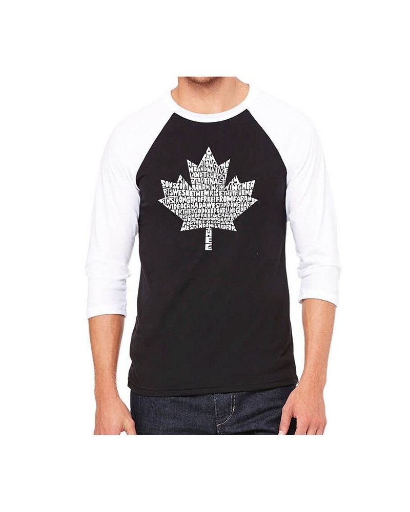 Canadian National Anthem Men's Raglan Word Art T-shirt Black $18.00 T-Shirts