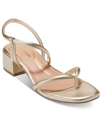 Women's Calli Thong Block-Heel Dress Sandals Gold $57.60 Shoes