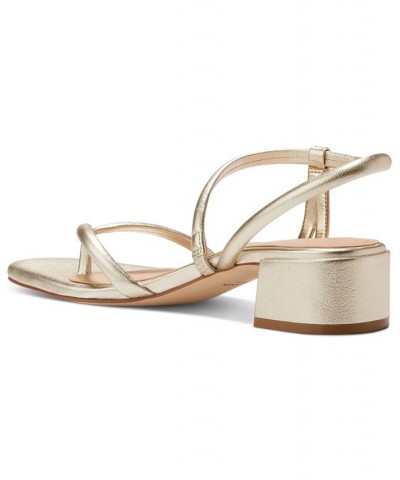 Women's Calli Thong Block-Heel Dress Sandals Gold $57.60 Shoes