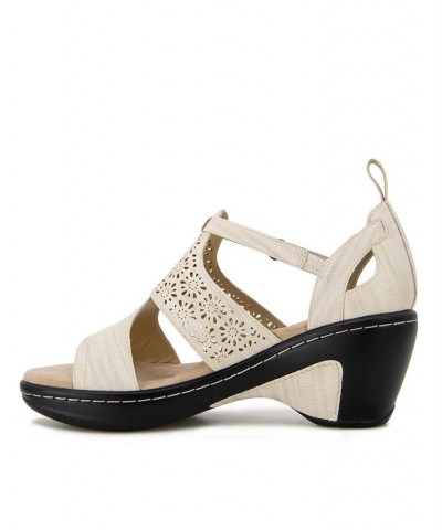 Women's Bonita Wedge Sandals Ivory/Cream $48.06 Shoes