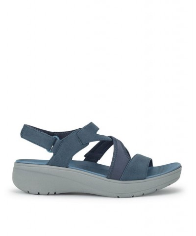 Women's Temira Wedge Sandal Blue $51.30 Shoes