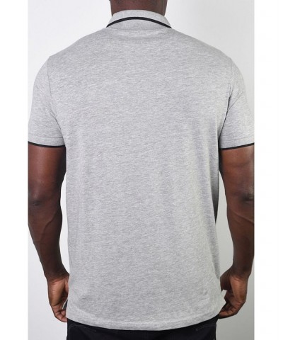 Men's Basic Short Sleeve Stripe Polo Light Grey $26.46 Polo Shirts