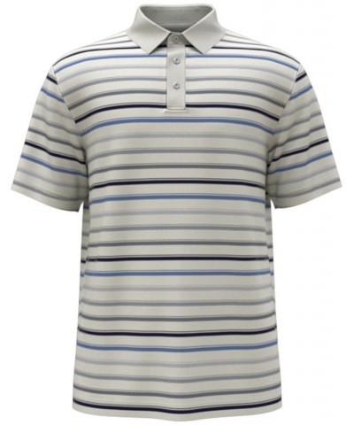 Men's Athletic-Fit Striped Short-Sleeve Golf Polo Shirt White $22.44 Polo Shirts