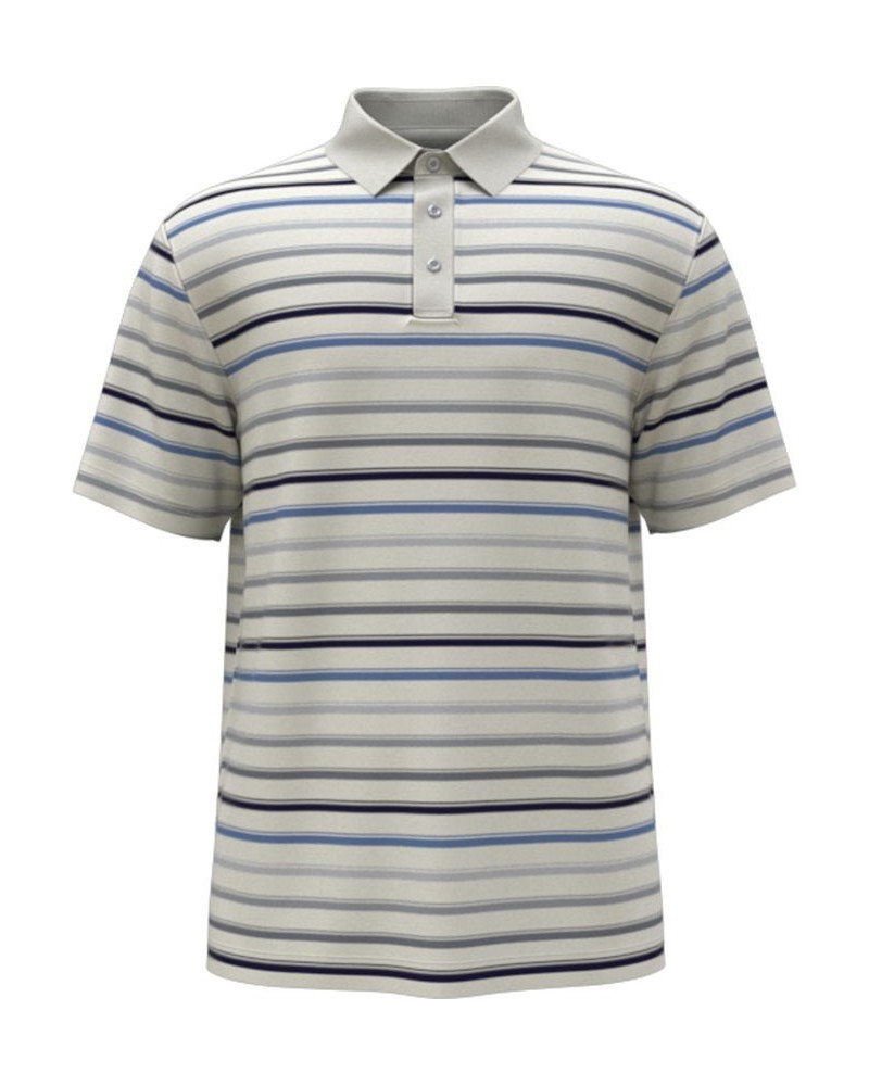 Men's Athletic-Fit Striped Short-Sleeve Golf Polo Shirt White $22.44 Polo Shirts