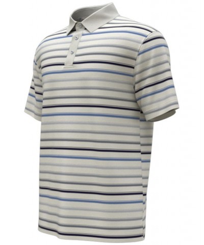 Men's Athletic-Fit Striped Short-Sleeve Golf Polo Shirt White $22.44 Polo Shirts