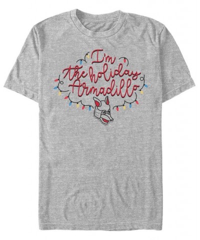 Men's Friends Holiday Armadillo Short Sleeve T-shirt Gray $17.15 T-Shirts