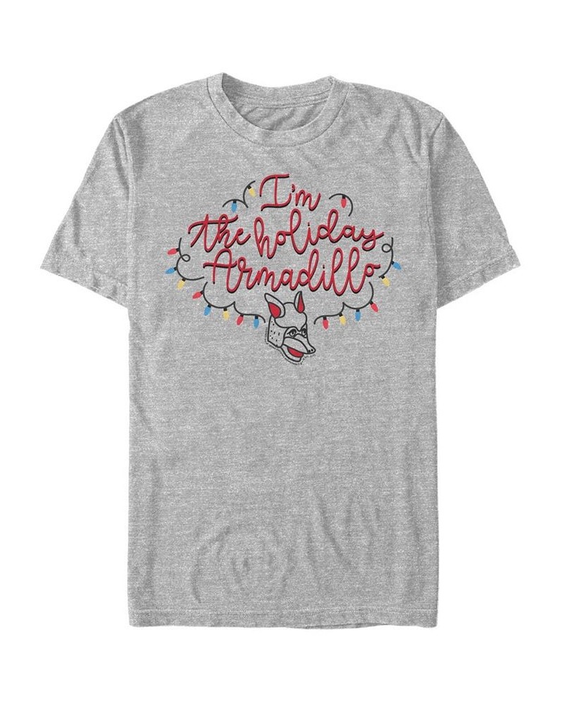 Men's Friends Holiday Armadillo Short Sleeve T-shirt Gray $17.15 T-Shirts