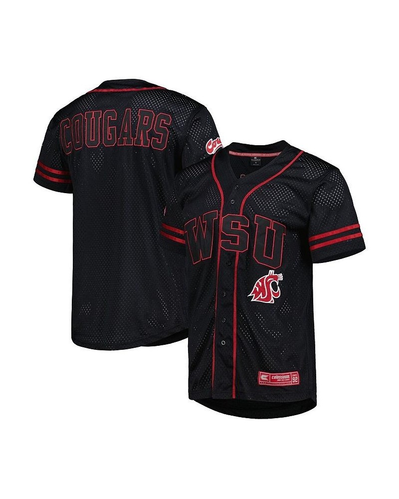 Men's Black Washington State Cougars Free Spirited Mesh Button-Up Baseball Jersey $36.75 Jersey