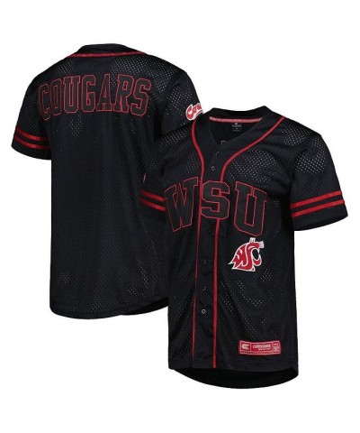 Men's Black Washington State Cougars Free Spirited Mesh Button-Up Baseball Jersey $36.75 Jersey