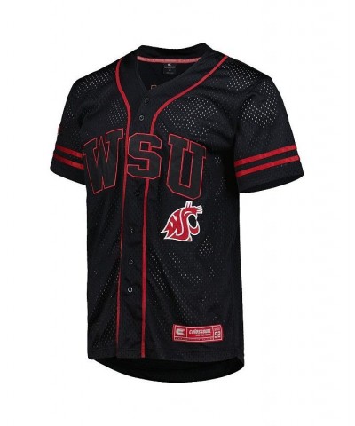 Men's Black Washington State Cougars Free Spirited Mesh Button-Up Baseball Jersey $36.75 Jersey