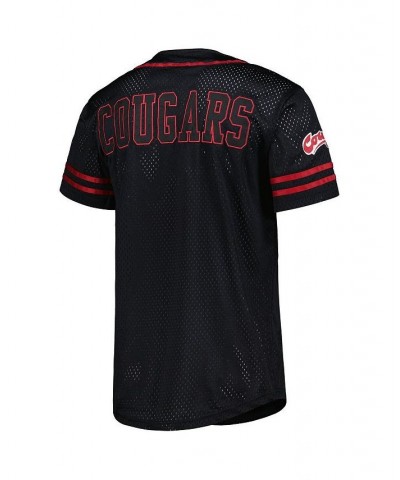 Men's Black Washington State Cougars Free Spirited Mesh Button-Up Baseball Jersey $36.75 Jersey