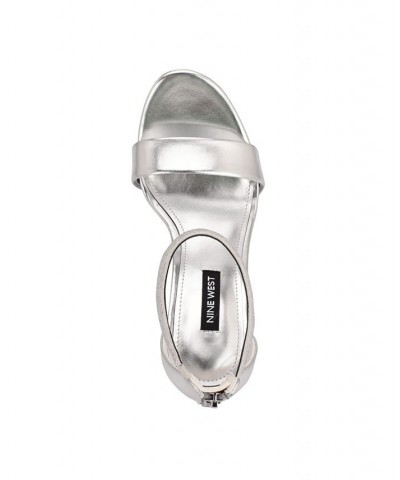 Women's Utell Ankle Strap Heeled Sandals Silver $37.06 Shoes