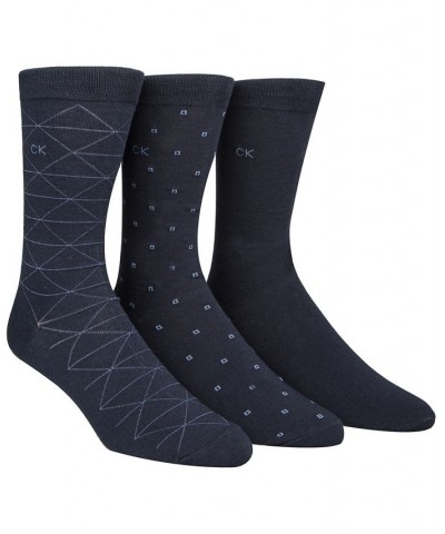 Men's Socks, Fashion Geometric Crew 3 Pack Blue $10.61 Socks