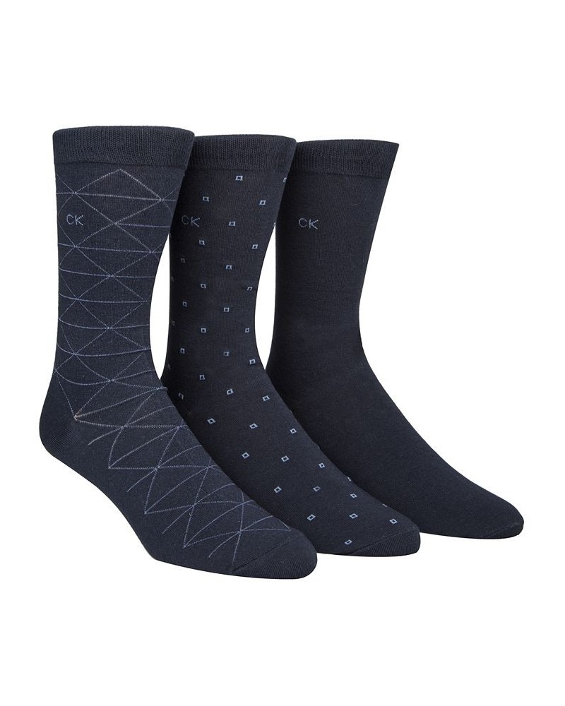 Men's Socks, Fashion Geometric Crew 3 Pack Blue $10.61 Socks