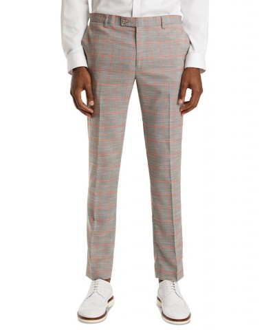 Men's Slim-Fit Plaid Suit Pants Pink $34.08 Suits