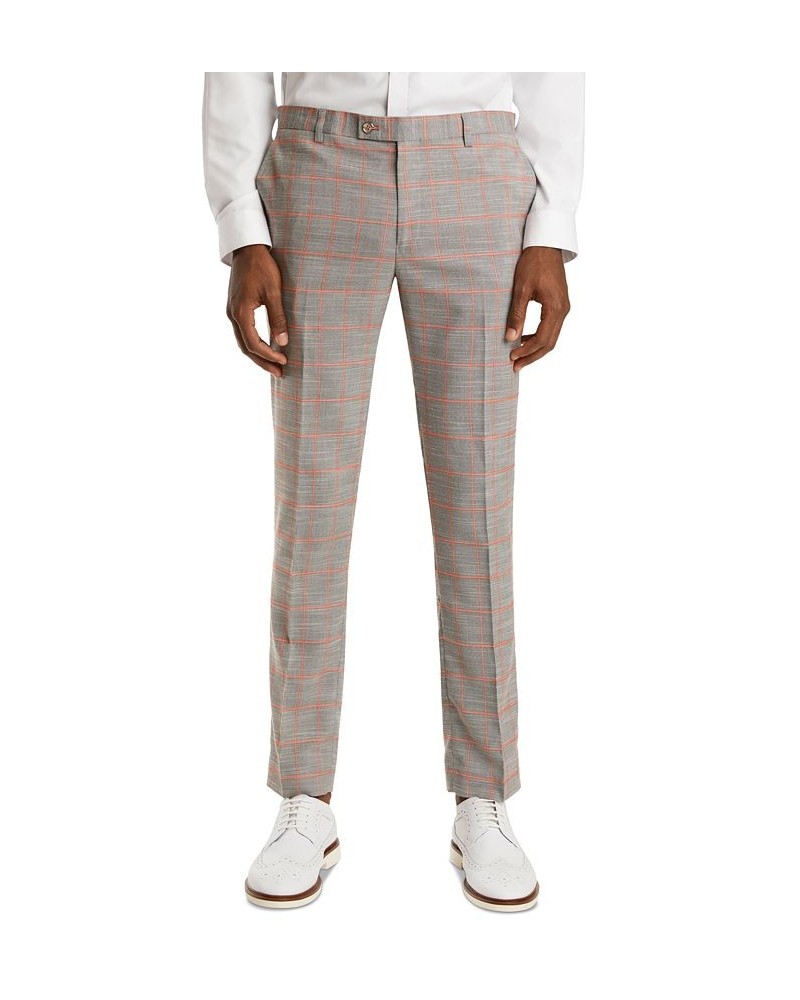 Men's Slim-Fit Plaid Suit Pants Pink $34.08 Suits