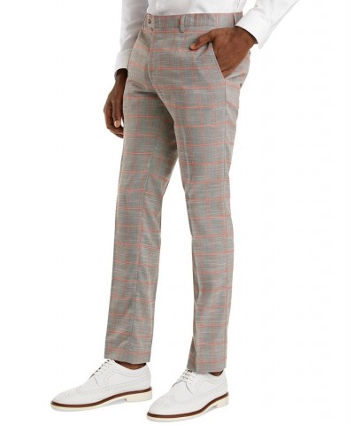 Men's Slim-Fit Plaid Suit Pants Pink $34.08 Suits