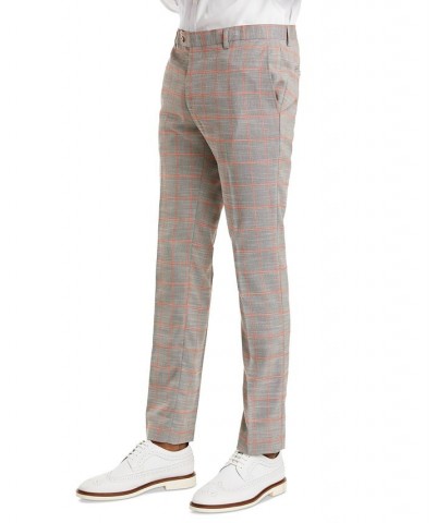 Men's Slim-Fit Plaid Suit Pants Pink $34.08 Suits