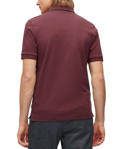 BOSS Men's Zip-Neck Slim-Fit Interlock Cotton Polo Shirt Red $59.34 Polo Shirts