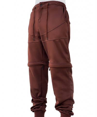 Men's Relaxed-Fit Tracksuit Pants with Zip-Off Legs Brown $67.32 Pants