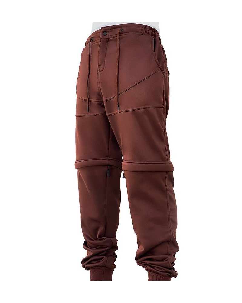 Men's Relaxed-Fit Tracksuit Pants with Zip-Off Legs Brown $67.32 Pants