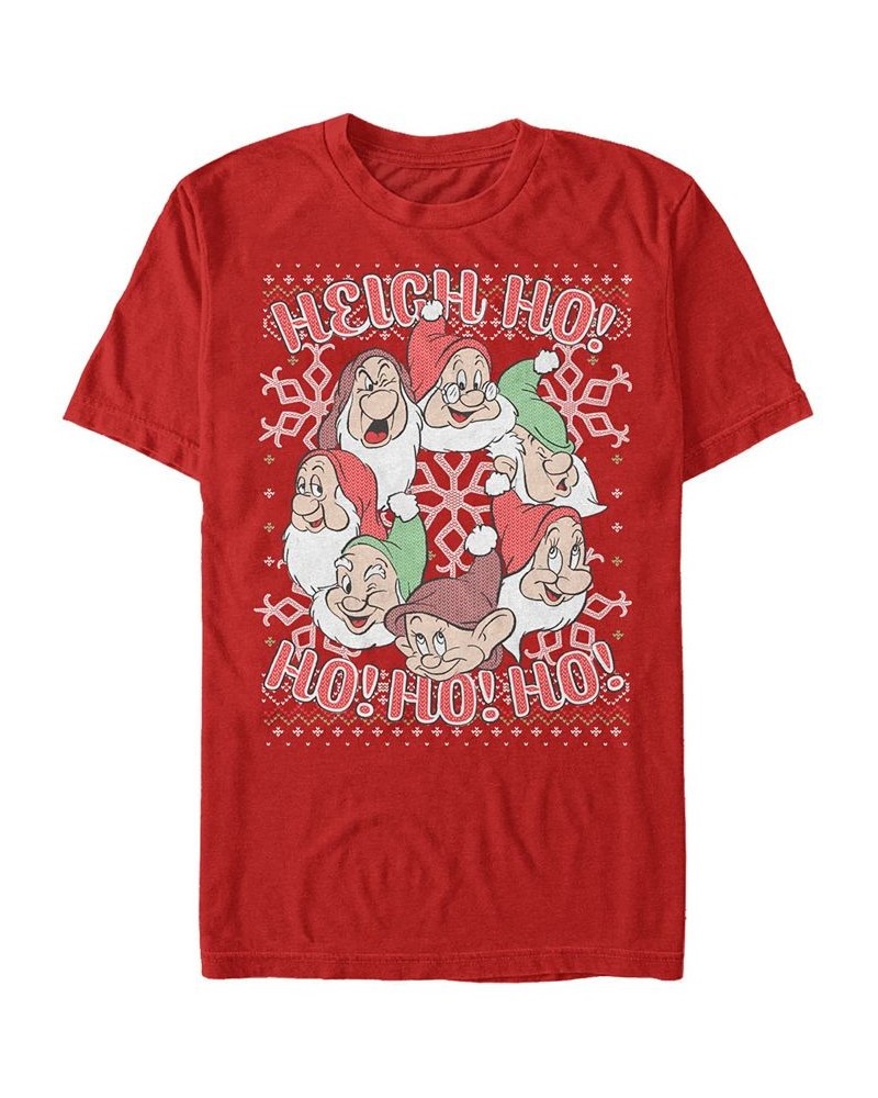 Men's Disney Snow White All Dwarfs Christmas Short Sleeve T-shirt Red $20.29 T-Shirts