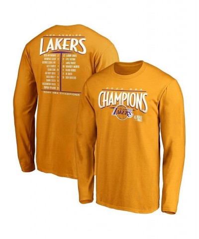 Men's Gold Los Angeles Lakers 2020 NBA Finals Champions Streaking Dunk Roster Long Sleeve T-shirt $19.37 T-Shirts