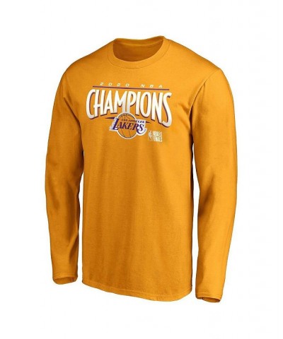 Men's Gold Los Angeles Lakers 2020 NBA Finals Champions Streaking Dunk Roster Long Sleeve T-shirt $19.37 T-Shirts