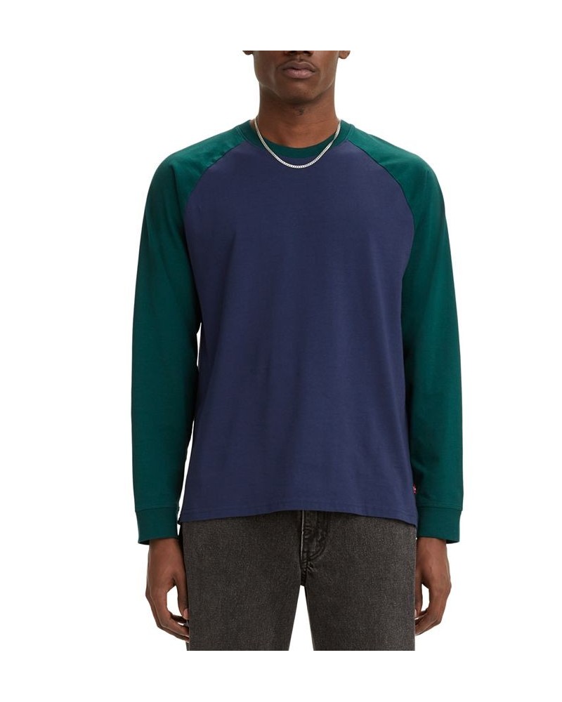 Men's Raglan Relaxed Fit Crewneck Long Sleeve T-Shirt PD03 $17.52 T-Shirts