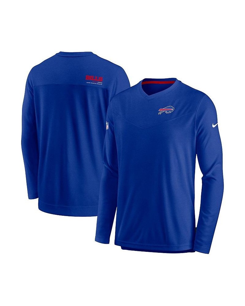 Men's Royal Buffalo Bills Sideline Coach Chevron Lock Up Long Sleeve V-neck Performance T-shirt $30.80 T-Shirts