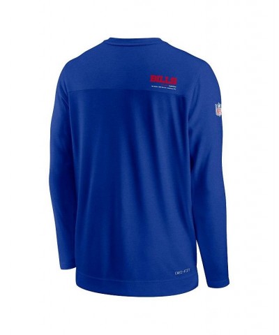 Men's Royal Buffalo Bills Sideline Coach Chevron Lock Up Long Sleeve V-neck Performance T-shirt $30.80 T-Shirts