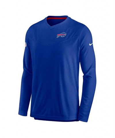 Men's Royal Buffalo Bills Sideline Coach Chevron Lock Up Long Sleeve V-neck Performance T-shirt $30.80 T-Shirts