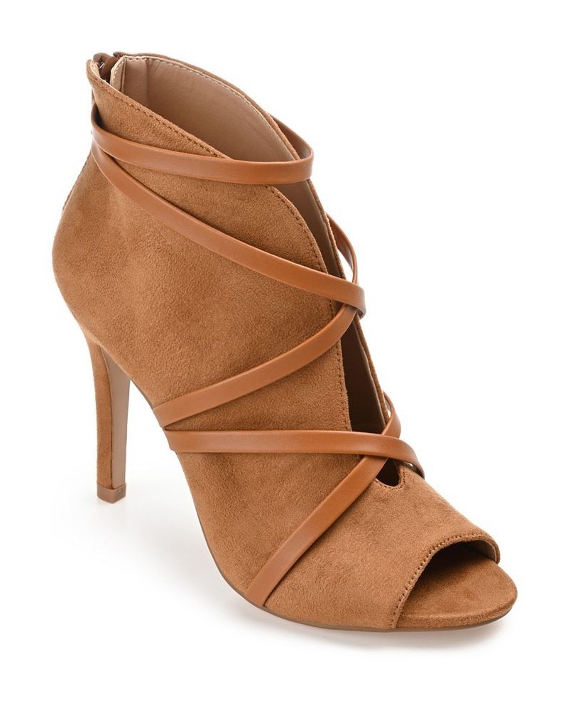 Women's Samara Peep Toe Booties Cognac $45.00 Shoes