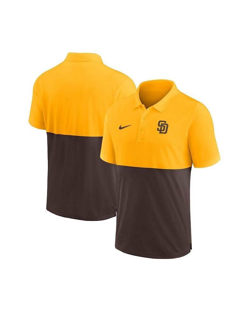 Men's Gold, Brown San Diego Padres Team Baseline Striped Performance Polo Shirt $36.00 Polo Shirts