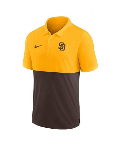 Men's Gold, Brown San Diego Padres Team Baseline Striped Performance Polo Shirt $36.00 Polo Shirts