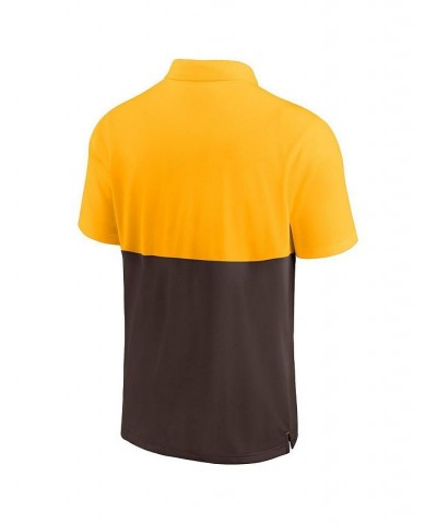 Men's Gold, Brown San Diego Padres Team Baseline Striped Performance Polo Shirt $36.00 Polo Shirts