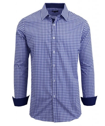 Men's Long Sleeve Gingham Dress Shirt PD04 $31.28 Shirts