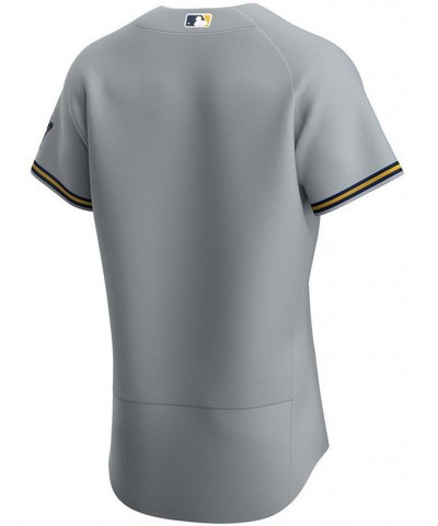 Men's Gray Milwaukee Brewers Road Authentic Team Logo Jersey $122.40 Jersey