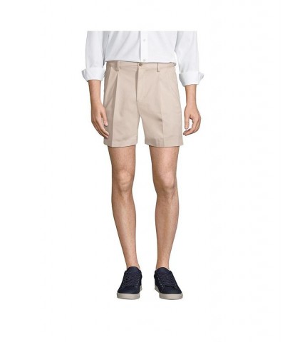 Men's Comfort Waist Pleated 6 Inch No Iron Chino Shorts Gray $32.18 Shorts