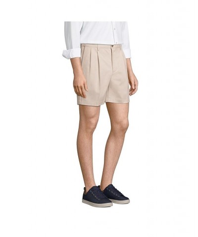 Men's Comfort Waist Pleated 6 Inch No Iron Chino Shorts Gray $32.18 Shorts