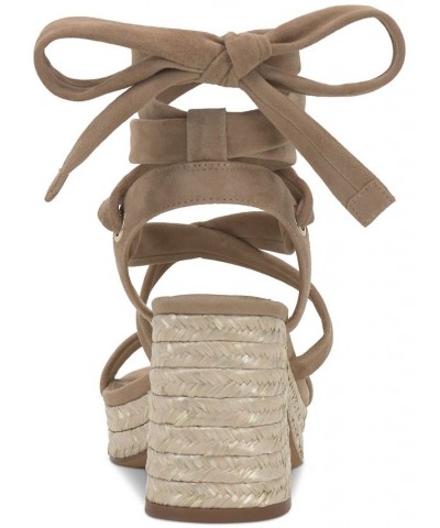 Roreka Ankle-Tie Espadrille Platform Sandals Tan/Beige $47.26 Shoes