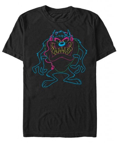 Men's Looney Tunes Taz Neon Short Sleeve T-shirt Black $15.75 T-Shirts