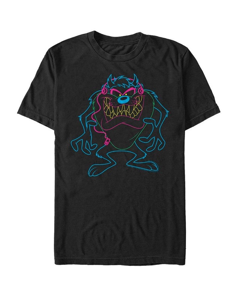 Men's Looney Tunes Taz Neon Short Sleeve T-shirt Black $15.75 T-Shirts