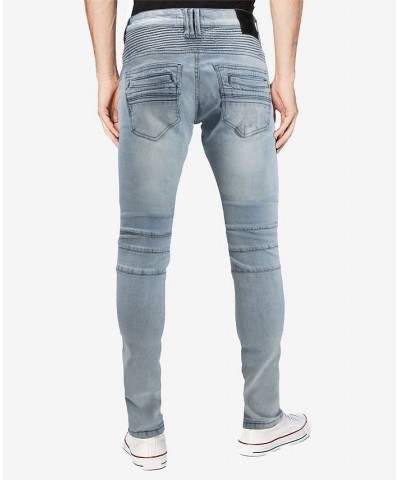 Men's Rawx Slim Fit Moto Detail Stretch Jeans Light Blue $39.78 Jeans