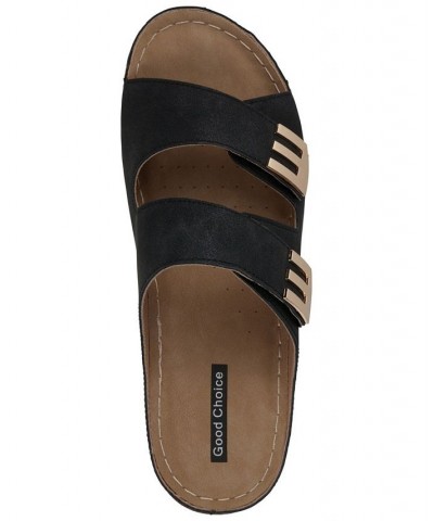 Women's Gretchen Comfort Flat Sandals Black $32.20 Shoes