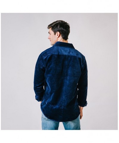 Men's Organic Cotton Long Sleeve Corduroy Button Down Shirt Jacket Blue $35.07 Shirts