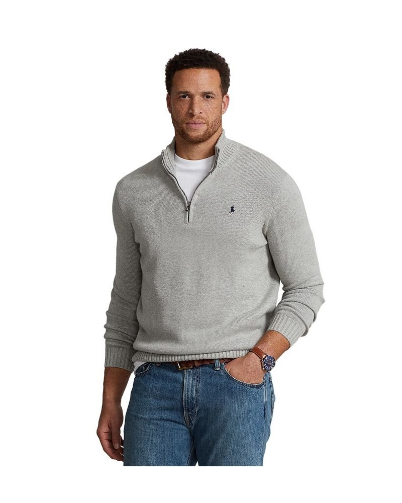 Men's Big & Tall Cotton Quarter-Zip Sweater Gray $43.47 Sweaters