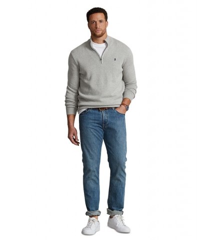 Men's Big & Tall Cotton Quarter-Zip Sweater Gray $43.47 Sweaters